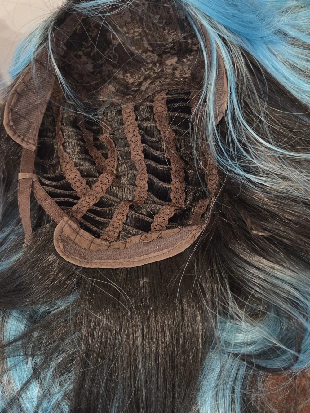 Blue-Black Long Wavy Women's Synthetic Wig